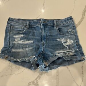 American Eagle Outfitters Blue Distressed Jean Shorts